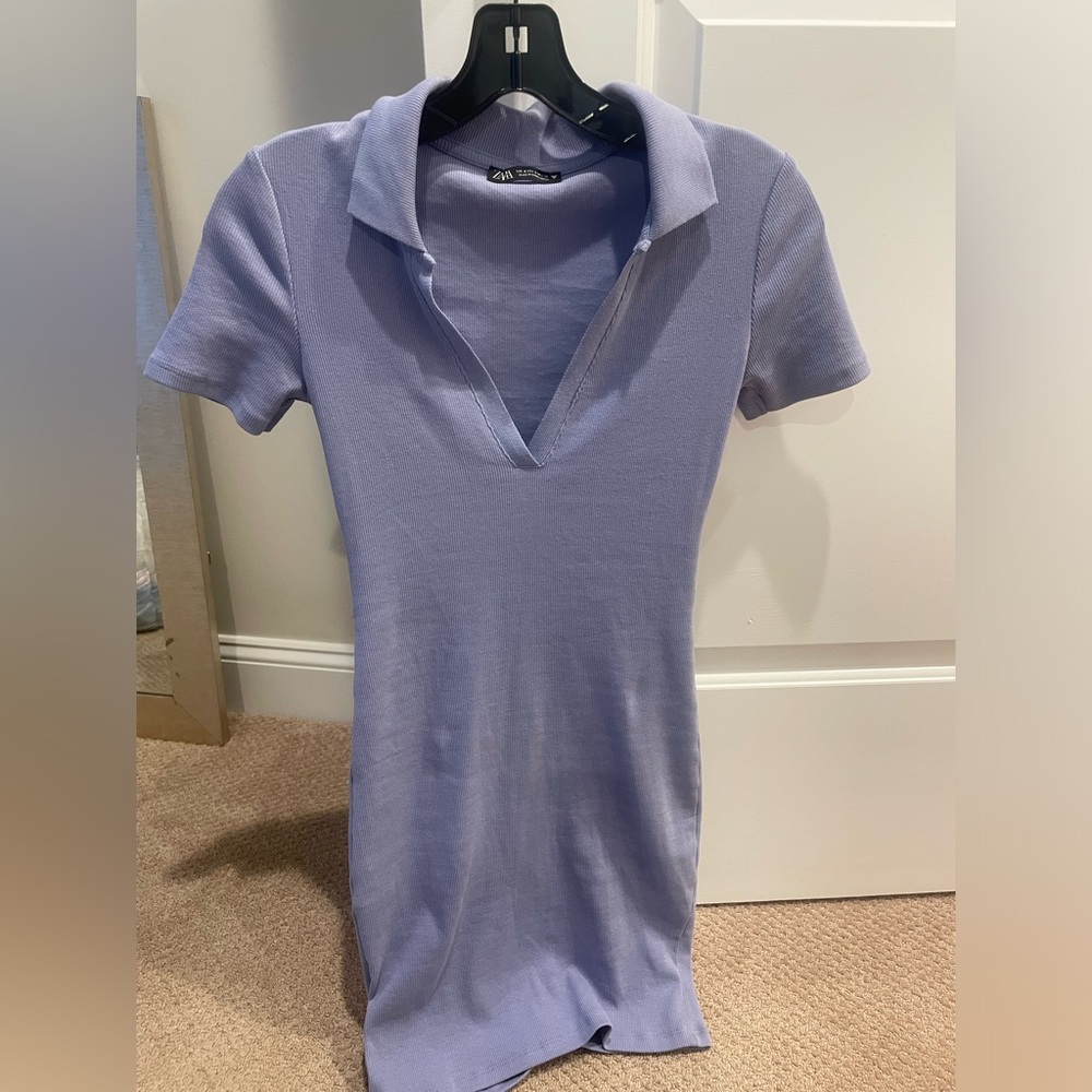 Zara ribbed polo mini dress